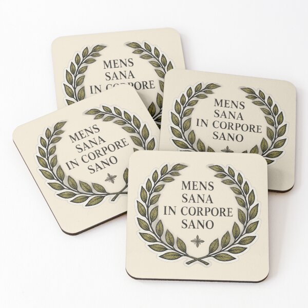 Item preview, Mens Sana In Corpore Sano Sticker | Healthy Mind Healthy Body Laurel Wreath Latin Quote designed and sold by MetaModel Editions.