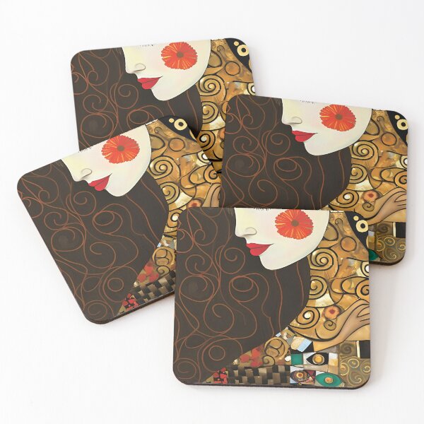 Item preview, Art Nouveau Woman Red Bloom Portrait designed and sold by RAGANADesign.