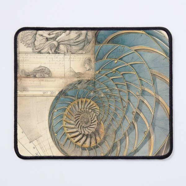 Item preview, Teal Nautilus Renaissance Manuscript Spiral Art designed and sold by RAGANADesign.