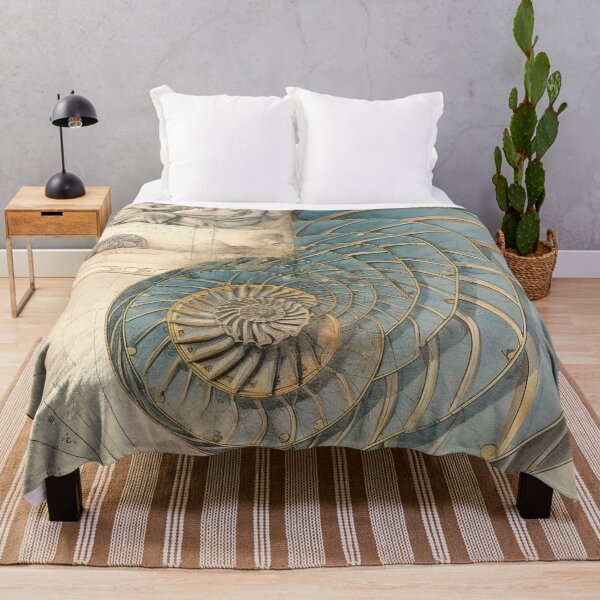 Item preview, Teal Nautilus Renaissance Manuscript Spiral Art designed and sold by RAGANADesign.