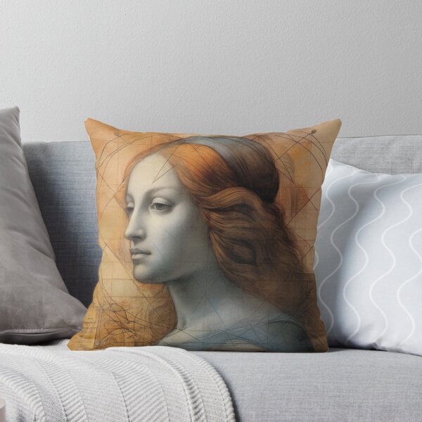 Item preview, Renaissance Woman Profile Golden Geometry Portrait designed and sold by RAGANADesign.