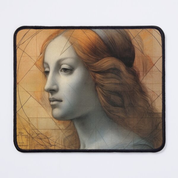 Item preview, Renaissance Woman Profile Golden Geometry Portrait designed and sold by RAGANADesign.
