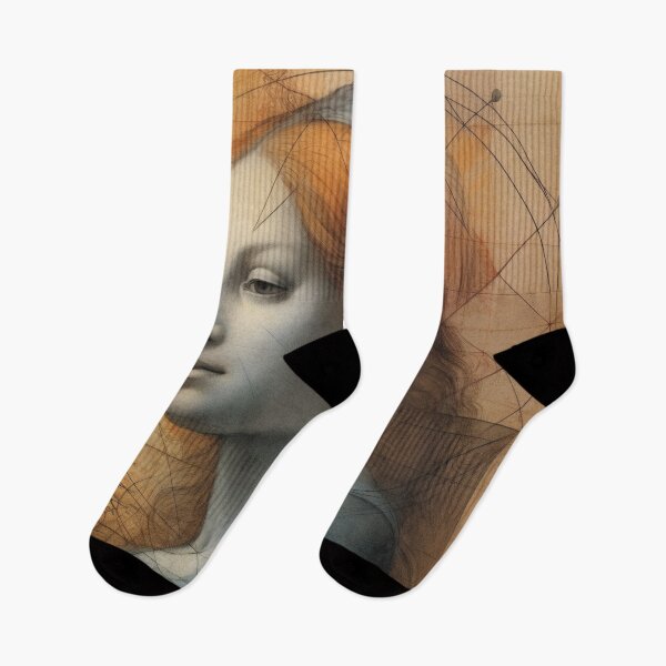 Item preview, Renaissance Woman Profile Golden Geometry Portrait designed and sold by RAGANADesign.