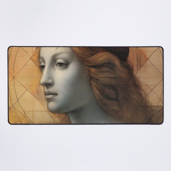 Item preview, Renaissance Woman Profile Golden Geometry Portrait designed and sold by RAGANADesign.