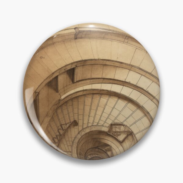 Item preview, Sepia Spiral Staircase Architectural Drawing Art designed and sold by RAGANADesign.