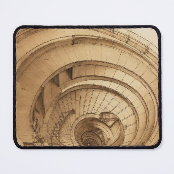 Item preview, Sepia Spiral Staircase Architectural Drawing Art designed and sold by RAGANADesign.