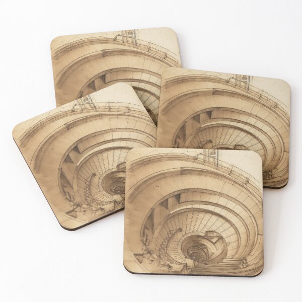 Item preview, Sepia Spiral Staircase Architectural Drawing Art designed and sold by RAGANADesign.