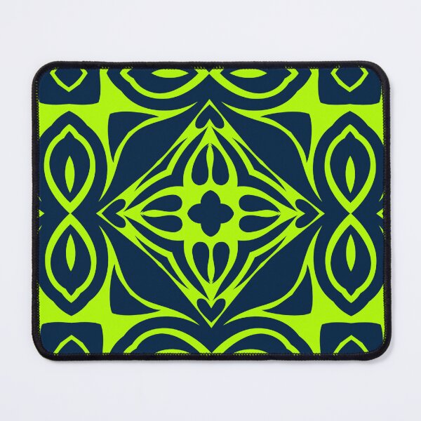 Item preview, Neon Lime Green and Navy Geometric Tile Pattern designed and sold by AneissPiaf.