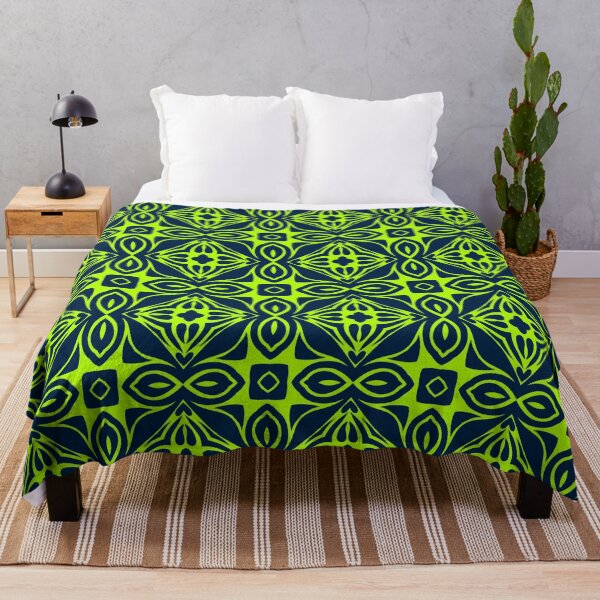 Item preview, Neon Lime Green and Navy Geometric Tile Pattern designed and sold by AneissPiaf.