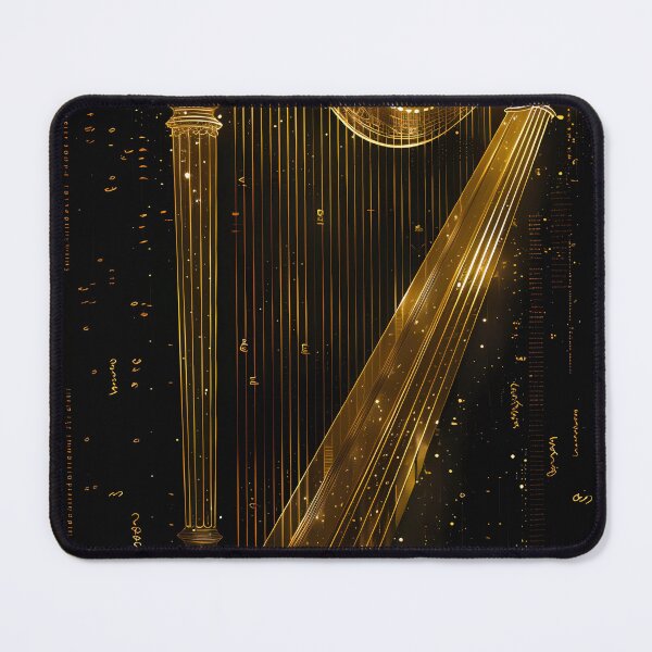 Item preview, Gold Harp Blueprint Black Music Art designed and sold by RAGANADesign.