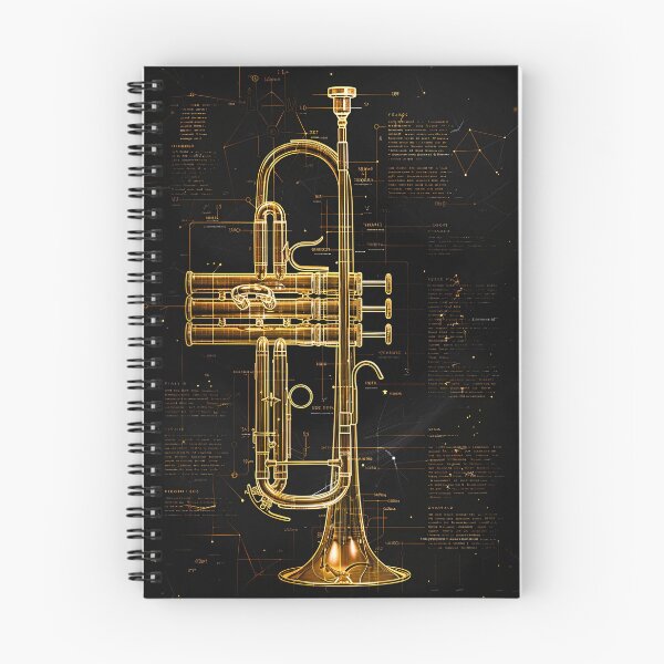 Item preview, Gold Trumpet Blueprint Black Music Art designed and sold by RAGANADesign.