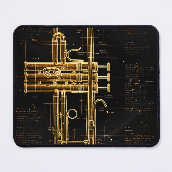 Item preview, Gold Trumpet Blueprint Black Music Art designed and sold by RAGANADesign.