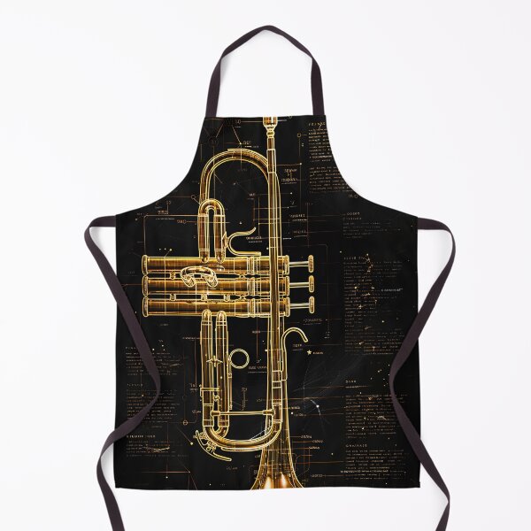 Item preview, Gold Trumpet Blueprint Black Music Art designed and sold by RAGANADesign.