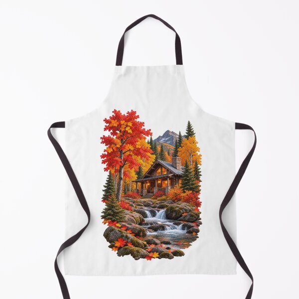 Item preview, Cabin Among the Fall Trees Autumn Mountain Landscape designed and sold by RockitBaby.