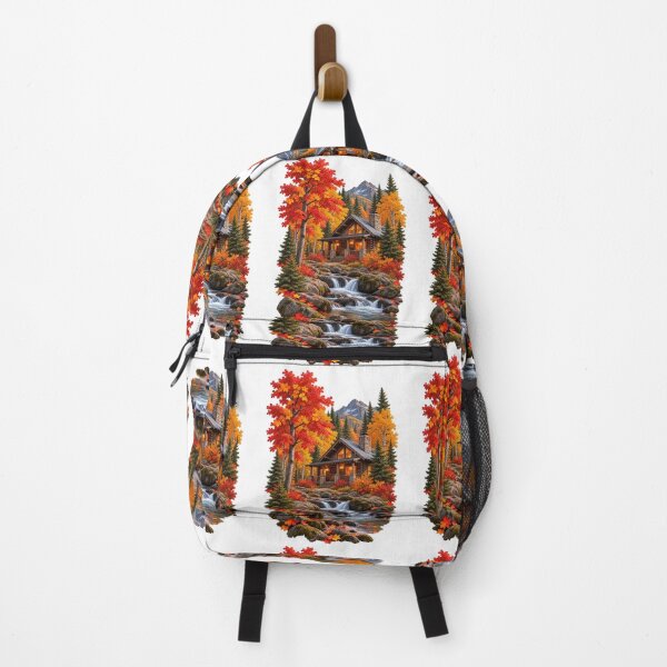 Item preview, Cabin Among the Fall Trees Autumn Mountain Landscape designed and sold by RockitBaby.