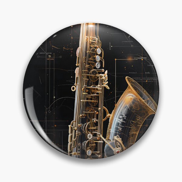 Item preview, Gold Saxophone Blueprint Black Music Art designed and sold by RAGANADesign.