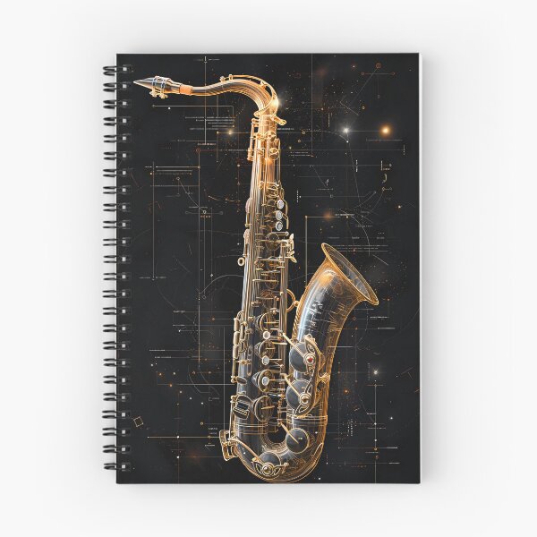 Item preview, Gold Saxophone Blueprint Black Music Art designed and sold by RAGANADesign.