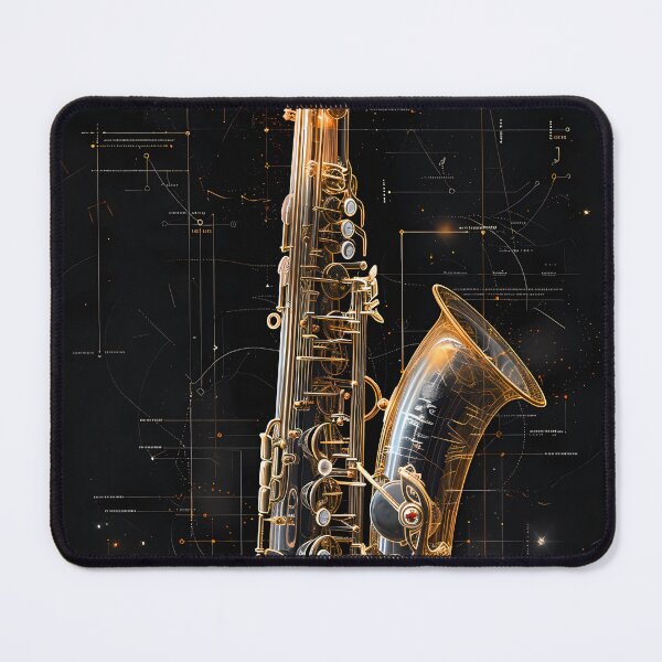 Item preview, Gold Saxophone Blueprint Black Music Art designed and sold by RAGANADesign.
