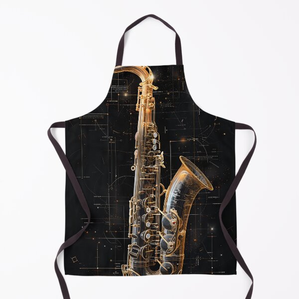 Item preview, Gold Saxophone Blueprint Black Music Art designed and sold by RAGANADesign.