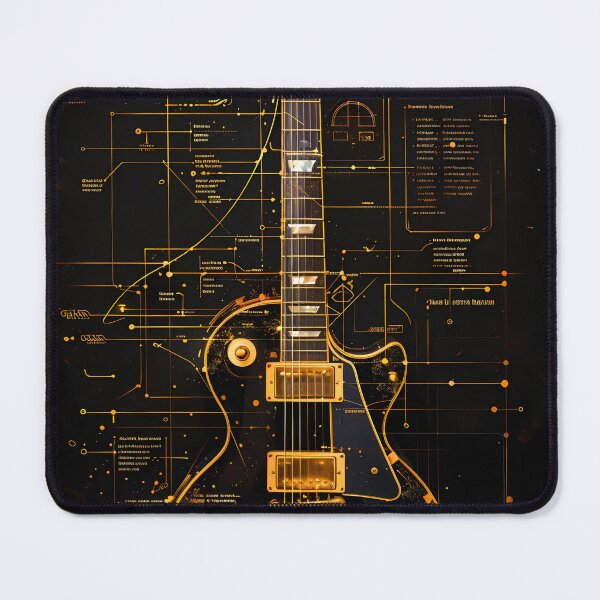 Item preview, Gold Electric Guitar Blueprint Black Art designed and sold by RAGANADesign.