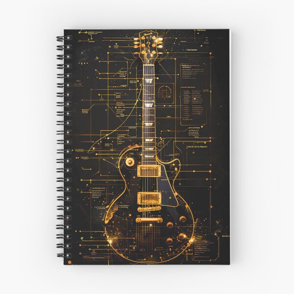 Item preview, Gold Electric Guitar Blueprint Black Art designed and sold by RAGANADesign.