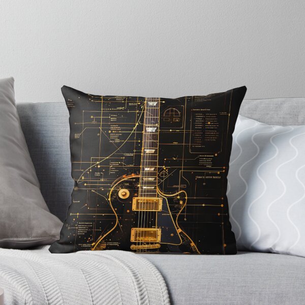 Item preview, Gold Electric Guitar Blueprint Black Art designed and sold by RAGANADesign.