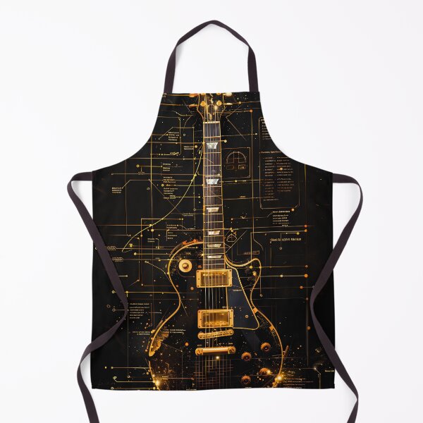Item preview, Gold Electric Guitar Blueprint Black Art designed and sold by RAGANADesign.