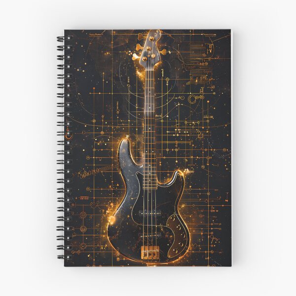 Item preview, Gold Bass Guitar Blueprint Black Art designed and sold by RAGANADesign.