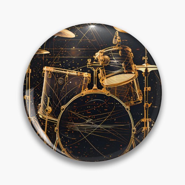 Item preview, Gold Drum Kit Blueprint Black Music Art designed and sold by RAGANADesign.