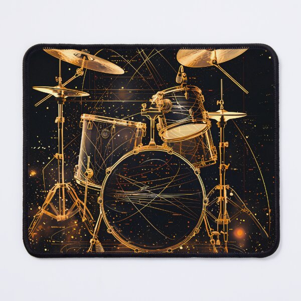 Item preview, Gold Drum Kit Blueprint Black Music Art designed and sold by RAGANADesign.