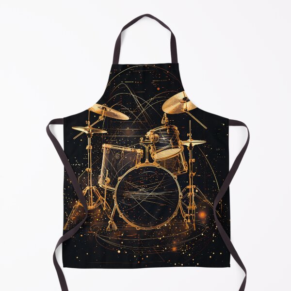 Item preview, Gold Drum Kit Blueprint Black Music Art designed and sold by RAGANADesign.