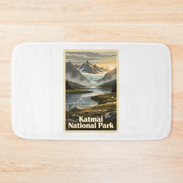 Item preview, Katmai National Park Vintage Travel Art designed and sold by Teelogic.