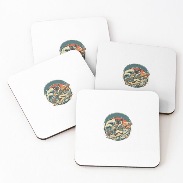 Item preview, Vintage Surfer Cat – Retro Aesthetic "I Love Surfing" designed and sold by FootprintofLove.