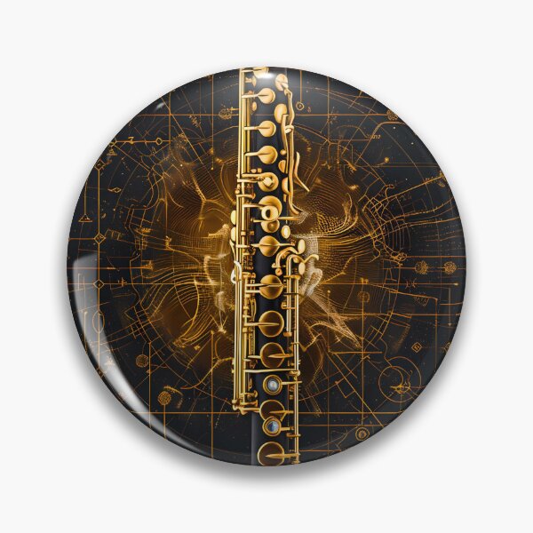 Item preview, Gold Woodwind Blueprint Black Music Art designed and sold by RAGANADesign.