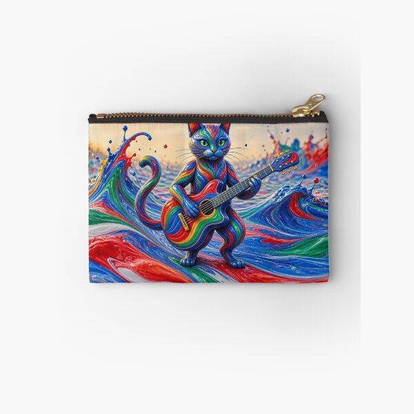 Item preview, Psychedelic Cat Playing Electric Guitar Fluid Paint Waves designed and sold by Breezes-of-Ida.