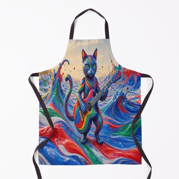 Item preview, Psychedelic Cat Playing Electric Guitar Fluid Paint Waves designed and sold by Breezes-of-Ida.