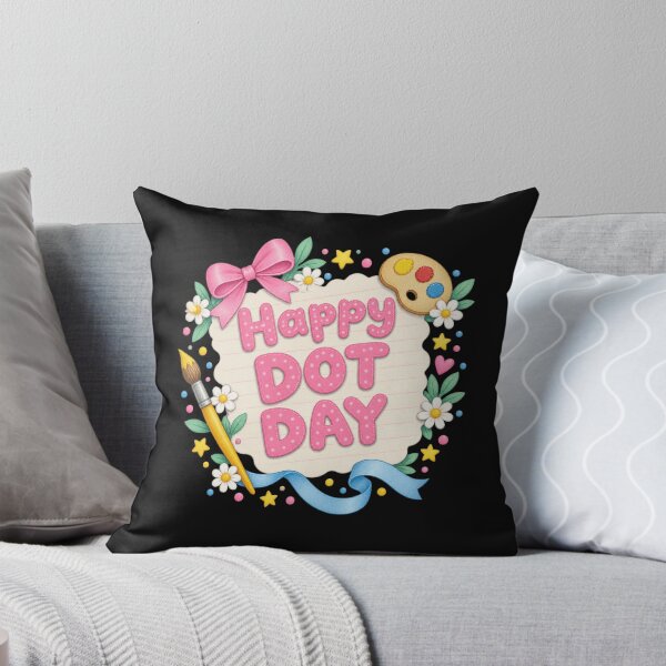 Item preview, Happy Dot Day Watercolor Art Palette Cute Pink Bow & Paintbrush designed and sold by Zizo-DR44.