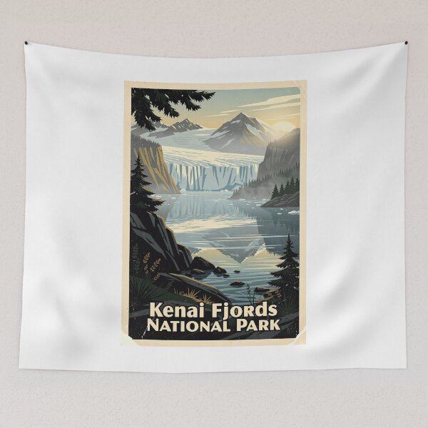 Item preview, Kenai Fjords National Park Vintage Travel Art designed and sold by Teelogic.