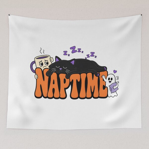 Item preview, Cute Black Cat Naptime Retro Spooky Halloween designed and sold by VisualVerseLab.