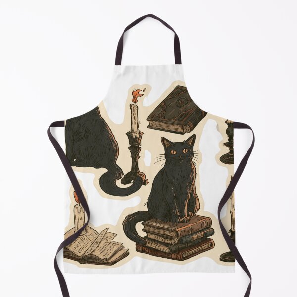 Item preview, Witchy Black Cat Books Candles Gothic Academia designed and sold by NicolasGlowArt.