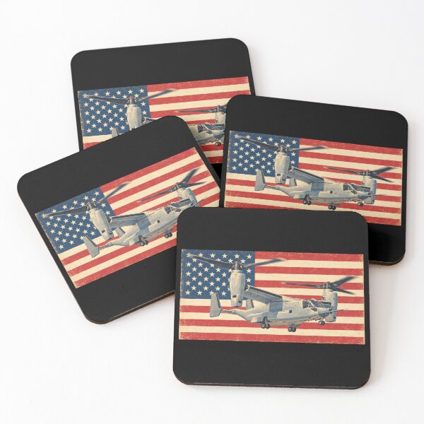Item preview, V-22 Osprey American Tiltrotor Aircraft Vintage USA Flag designed and sold by MilitaryMart.