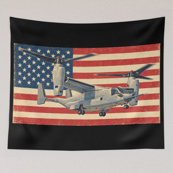 Item preview, V-22 Osprey American Tiltrotor Aircraft Vintage USA Flag designed and sold by MilitaryMart.