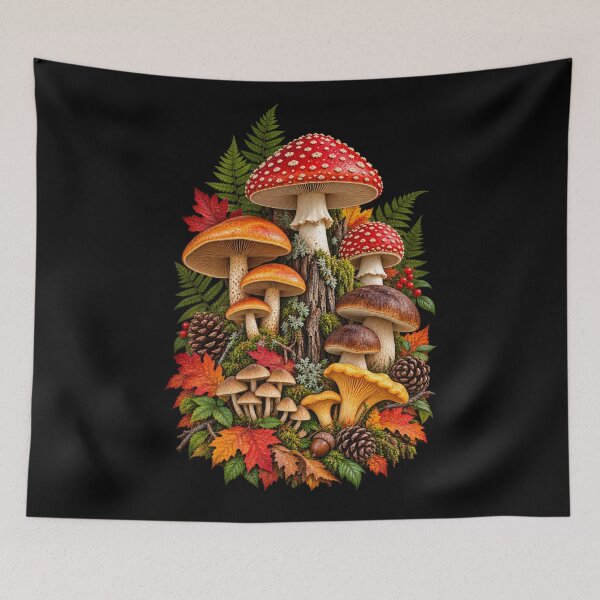 Item preview, Woodland Mushrooms Forest Fungi Autumn Nature designed and sold by RockitBaby.