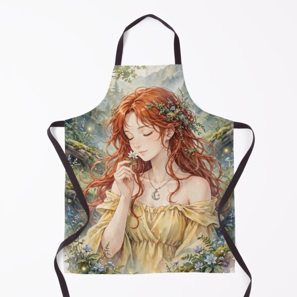 Item preview, Ukraine Synevyr Carpathian Mountains Travel Adventure with Red Haired Woman Smelling a Wildflower in a Magical Forest Lake European Nature Wanderlust designed and sold by DibujandoPorfa.