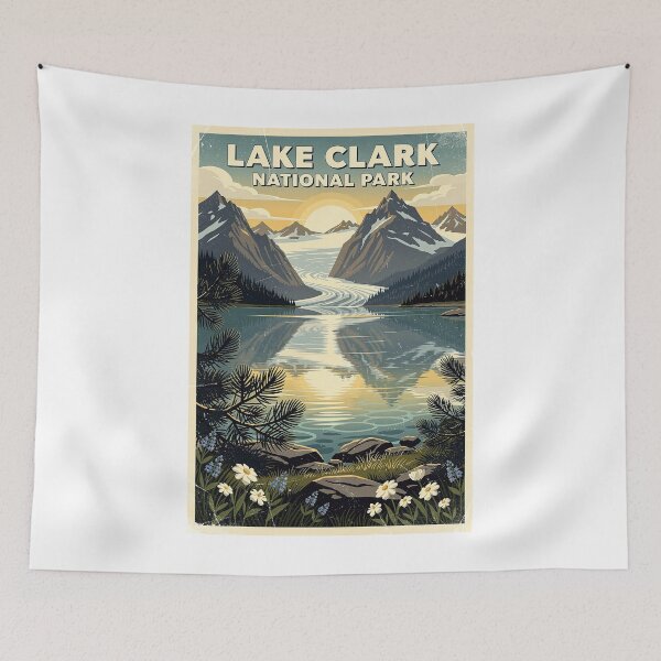 Item preview, Lake Clark National Park Vintage Travel Art designed and sold by Teelogic.