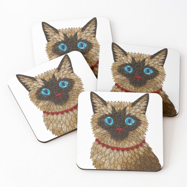 Item preview, Siamese Cat Art Print - Gemstone Mosaic Feline designed and sold by DigitalGemArt.