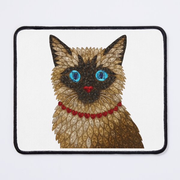 Item preview, Siamese Cat Art Print - Gemstone Mosaic Feline designed and sold by DigitalGemArt.