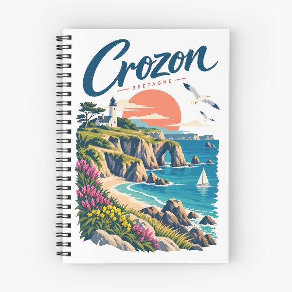Artikelvorschau, Crozon-Schild mit Meeresblick-Illustration bei Sonnenuntergang entworfen und verkauft von Art of Sun.