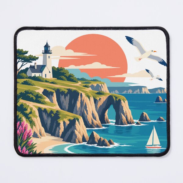 Item preview, Crozon sign with ocean view illustration on sunset designed and sold by Art of Sun.