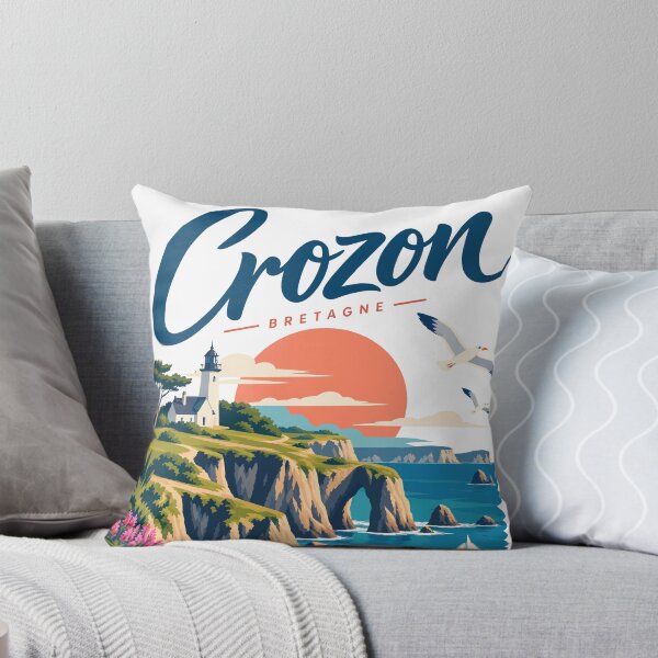 Item preview, Crozon sign with ocean view illustration on sunset designed and sold by Art of Sun.